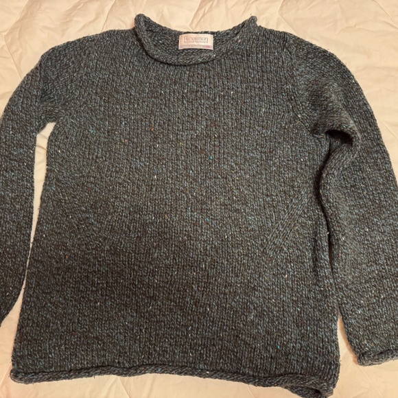 Fisherman out of Ireland  hand knit wool sweater Women's XS tweed seaweed color - Picture 2 of 5